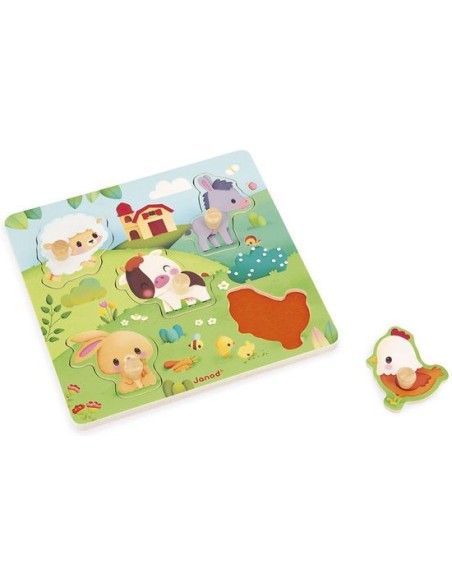 Puzzle tactile Ferme - Jouet en bois - Janod