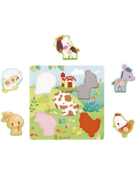 Puzzle tactile Ferme - Jouet en bois - Janod