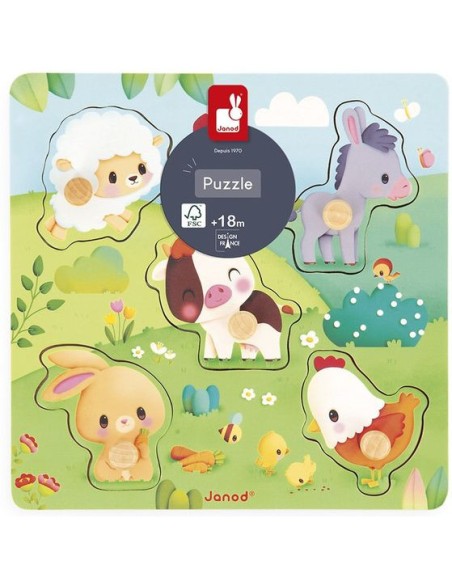 Puzzle tactile Ferme - Jouet en bois - Janod