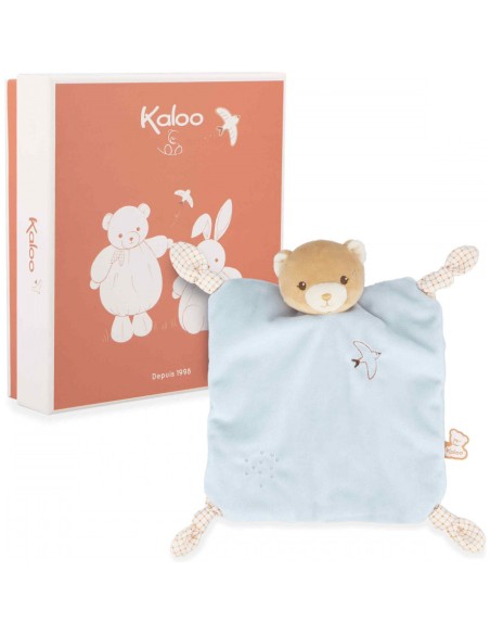 Doudou ours bleu pour bébé avec nœuds, cadeau de naissance - Kaloo