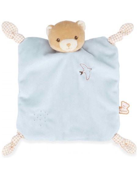Doudou ours bleu pour bébé avec nœuds, cadeau de naissance - Kaloo