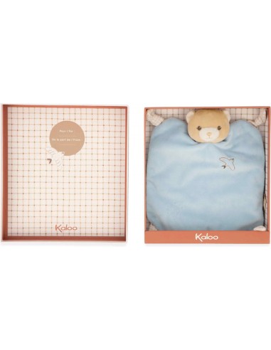 Doudou ours bleu pour bébé avec nœuds, cadeau de naissance - Kaloo
