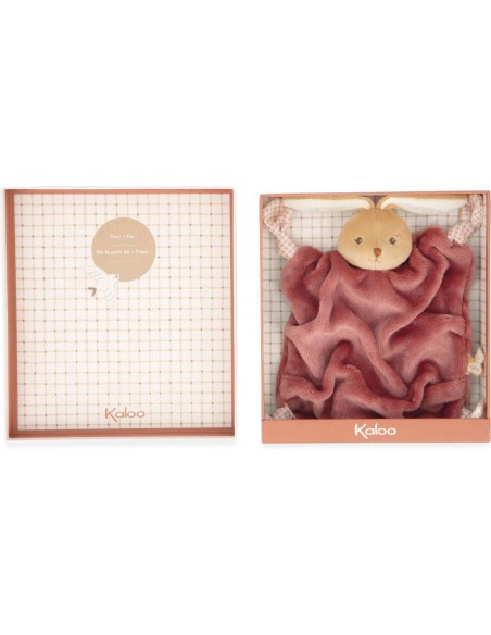 Doudou lapin bordeaux pour bébé avec nœuds, cadeau naissance - Kaloo