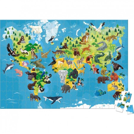 Puzzle éducatif Janod 200 pièces "Les Animaux Menacés"