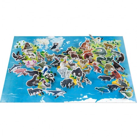 Puzzle éducatif Janod 200 pièces "Les Animaux Menacés"