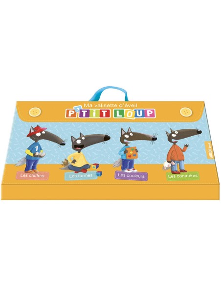 Ma valisette d'éveil p'tit loup - Chiffre, formes, couleurs, contraires - Auzou