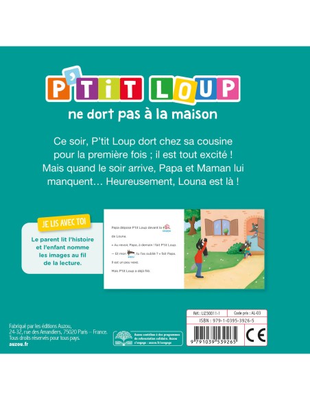 Je lis avec toi - P'tit Loup - P'tit Loup ne dort pas à la maison - Auzou