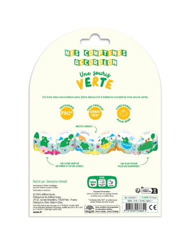 Comptines tissu accordéon - Une souris verte - Auzou