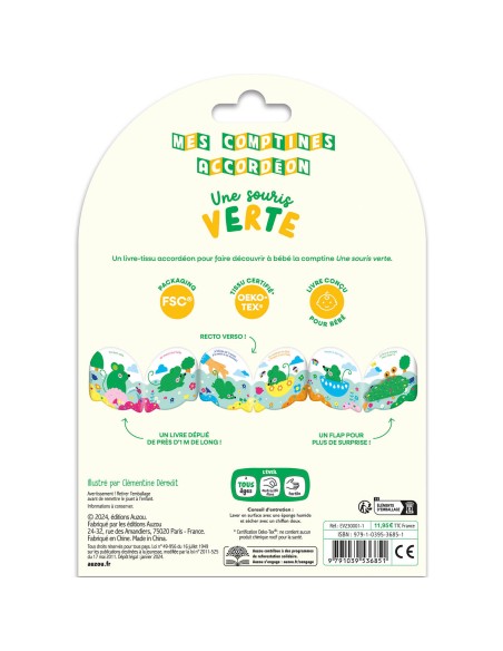 Comptines tissu accordéon - Une souris verte - Auzou