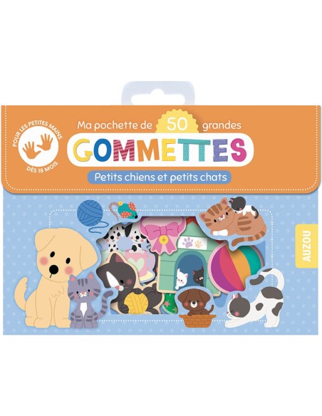 Ma pochette de 50 grandes gommettes - Petits chiens et petits chats - Auzou