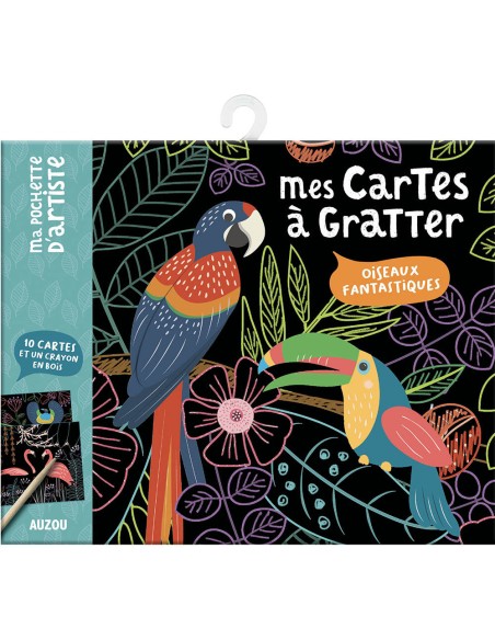 Ma pochette d'artiste - Mes cartes à gratter - Oiseaux fantastiques - Auzou