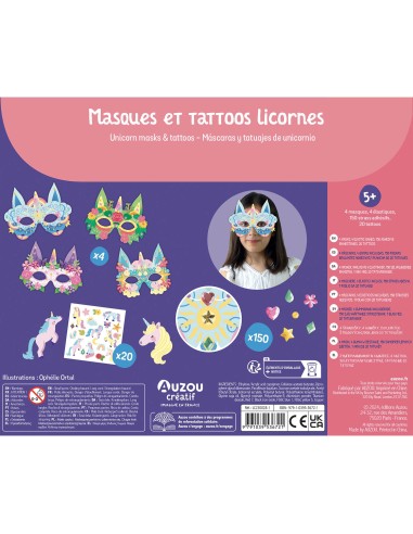 Masques et tatoos licornes - Auzou
