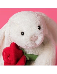 Jellycat Peluche Lapin avec Rose - Cream Bunny 2