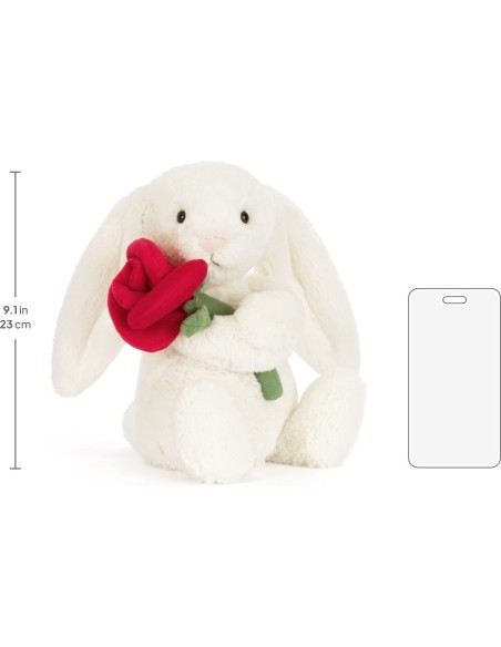 Jellycat Peluche Lapin avec Rose - Cream Bunny