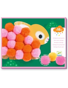 Collage de pompoms - Animaux et ronds pompoms - Djeco