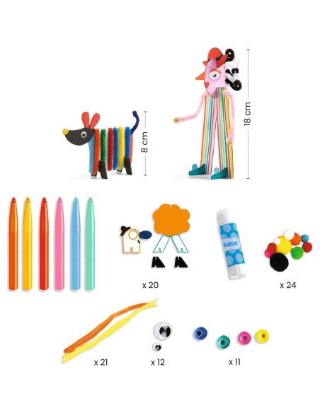 Creative punch out box-Coffret multi activités… tout est utilisé ! - 6 Bonhommes et Toutous - Djeco