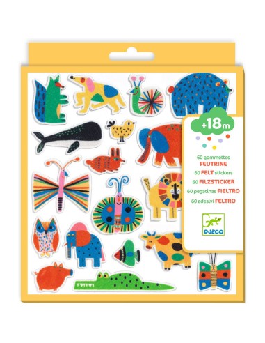 60 gommettes en feutrine - Des animaux partout ! - Djeco