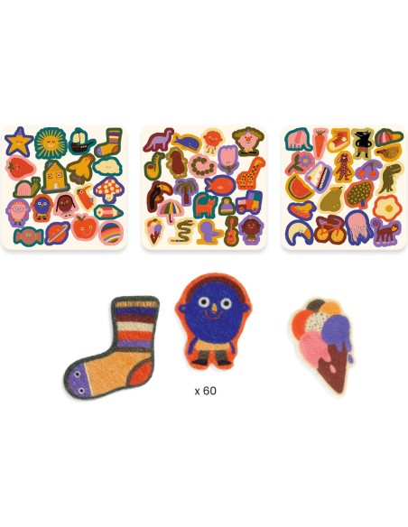 60 gommettes en feutrine - Les rigolos ! - Djeco