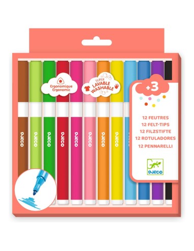 12 feutres Super Lavables - Djeco
