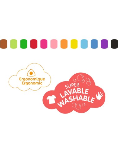 12 feutres Super Lavables - Djeco