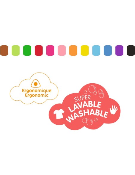 12 feutres Super Lavables - Djeco