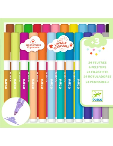 24 feutres Super Lavables - Djeco