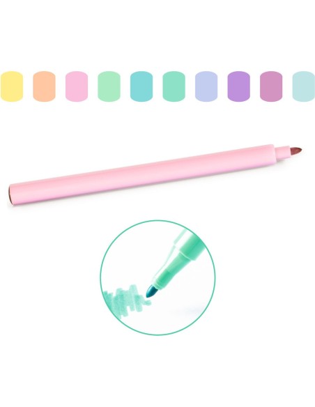 Lot de 10 feutres pastels -Pastel - Djeco