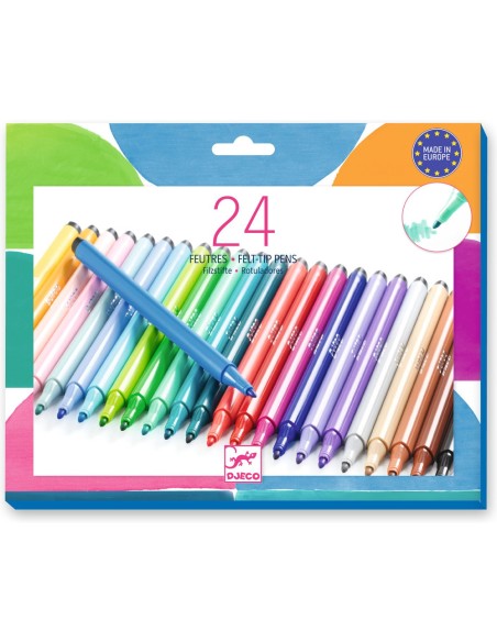 Lot de 24 feutres -Essentiels - Djeco