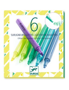 Lot de 6 surligneurs glitter- Mojito - Djeco