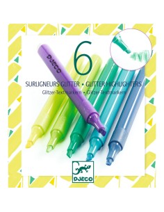 Lot de 6 surligneurs glitter- Mojito - Djeco 2