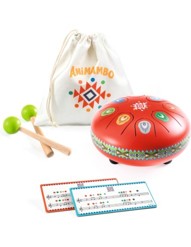 Tambour à languettes rouge - 8 notes - Djeco