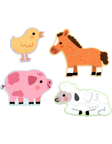Puzzles Primo - À la ferme 3, 4, 5 et 6 pièces - Djeco