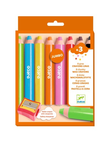8 gros Crayons Gras - Djeco