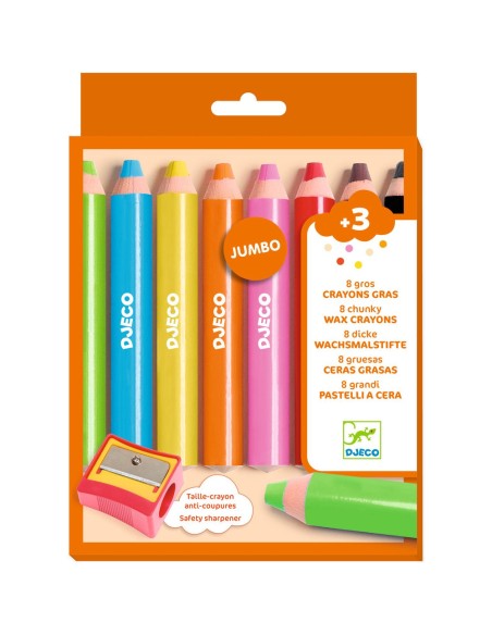 8 gros Crayons Gras - Djeco