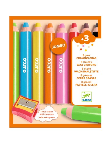 8 gros Crayons Gras - Djeco