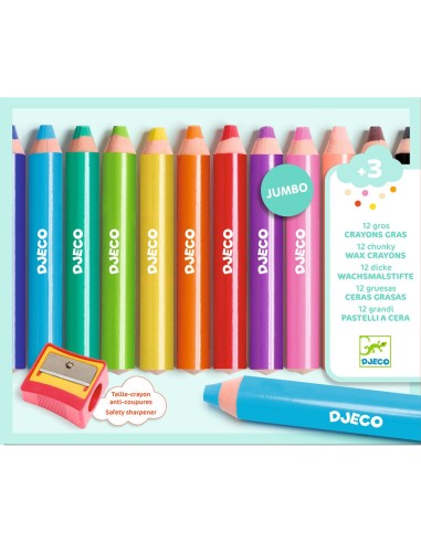 12 gros crayons gras - Djeco