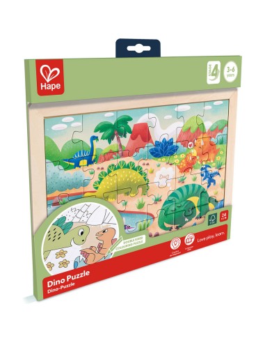Puzzle 24 pcs Dinosaures 2 en 1 - Hape