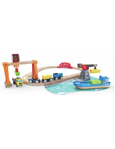 Circuit de train cargo et grue - Hape