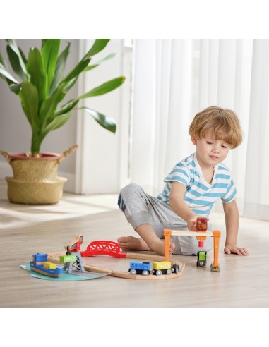 Circuit de train cargo et grue - Hape