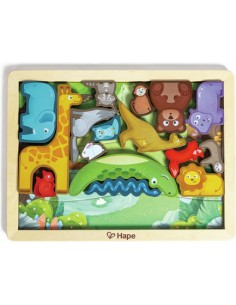Puzzle - animaux du monde en 3D - Hape
