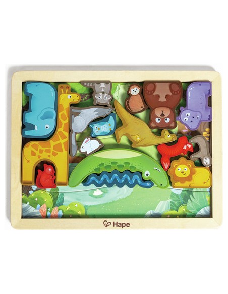Puzzle - animaux du monde en 3D - Hape