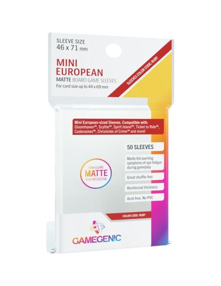 Protège cartes 50 sleeves Matte 46x71 Mini Eu Ruby - Gamegenic