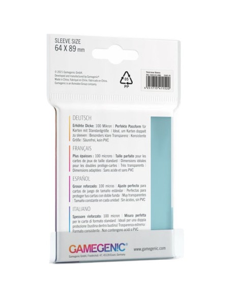 Protège cartes 100 Thick Inner Sleeves - 64x89 - Accessoires - Gamegenic