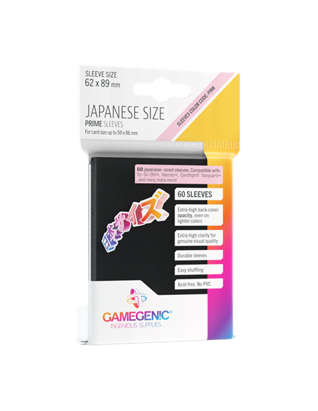 Protège cartes 60 Sleeves Prime Noir Japan Size 62 x 89 mm - Gamegenic