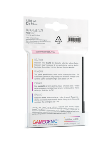 Protège cartes 60 Sleeves Prime Noir Japan Size 62 x 89 mm - Gamegenic