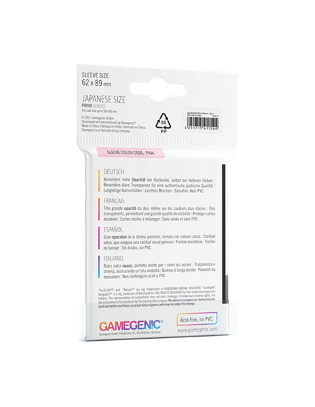 Protège cartes 60 Sleeves Prime Noir Japan Size 62 x 89 mm - Gamegenic