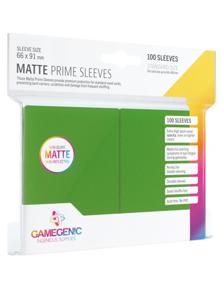 Protège cartes 100 Sleeves Matte Prime Green Standard - Gamegenic