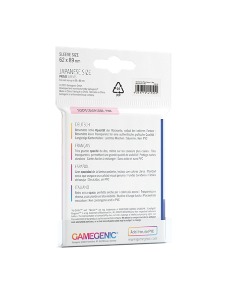 Protège cartes 60 Sleeves Prime Blue Japan Size 62 x 89 mm - Gamegenic