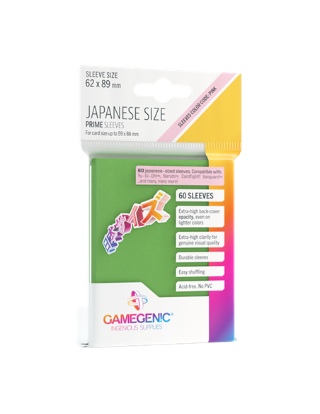Protège cartes 60 Sleeves Prime Green Japan Size 62 x 89 mm - Gamegenic