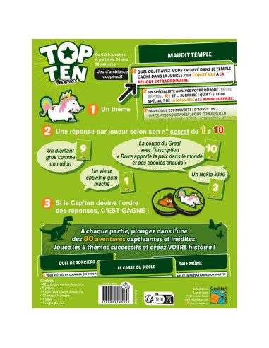 Top Ten Aventures - Jeu de Société - Jeu d'Ambiance - Cocktail Games